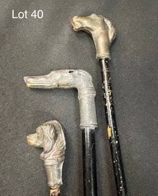 Trio of Vintage Carnival Canes With Animal Handles