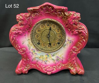 1898 William Gilbert No. 411 Porcelain 8-Day Mantel Clock