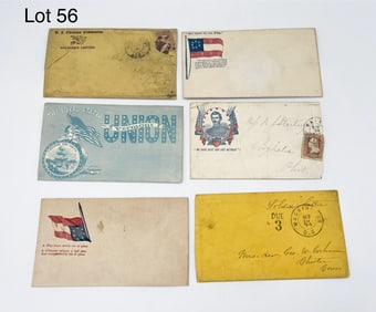 Collection Of Six Civil War Patriotic Envelope Covers Inc. "Villainous Flagitious"