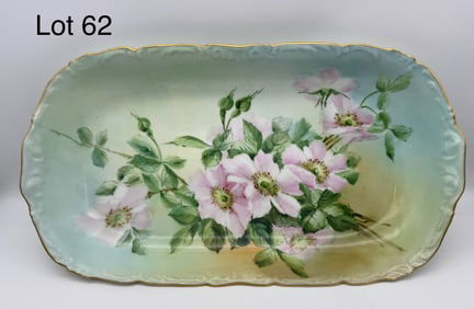 Antique T&V Limoges Porcelain Floral Platter