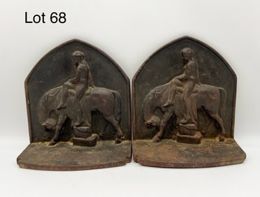 1920s Lady Godiva Cast Iron Bookends