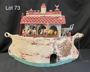 Hand Carved Noah's Ark Toy Model