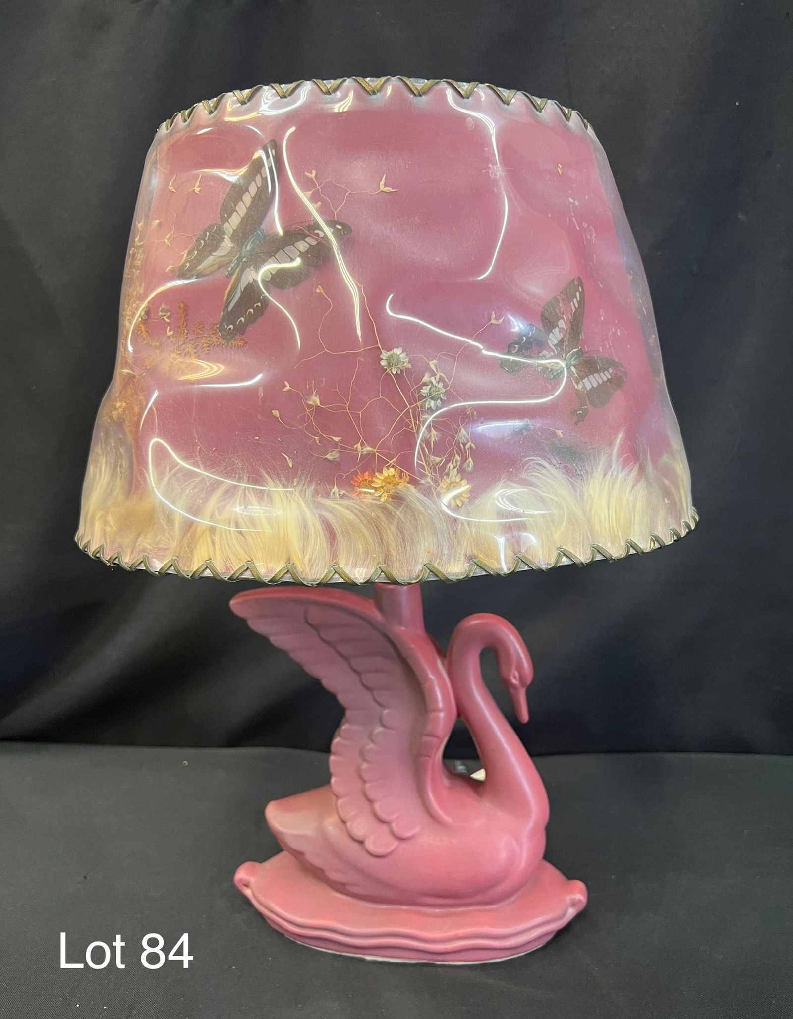 Mid Century Van Briggle Swan Lamp W/ Butterfly Shade (1 of 8)