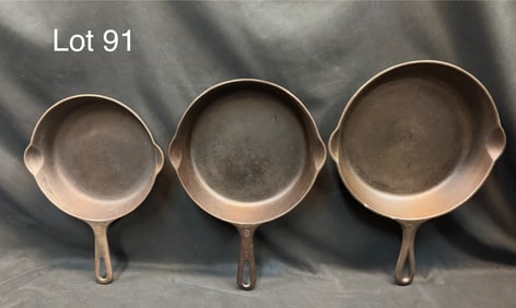 Trio of Griswold Cast Iron Skillets