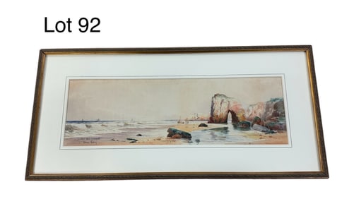 Watercolor on Paper 'Arch Rock, Perranporth' by Thomas Sidney (19th-20th c.)