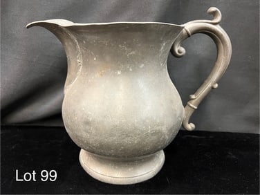 Mid 19th Century American Sellew and Co. Pewter Water Pitcher