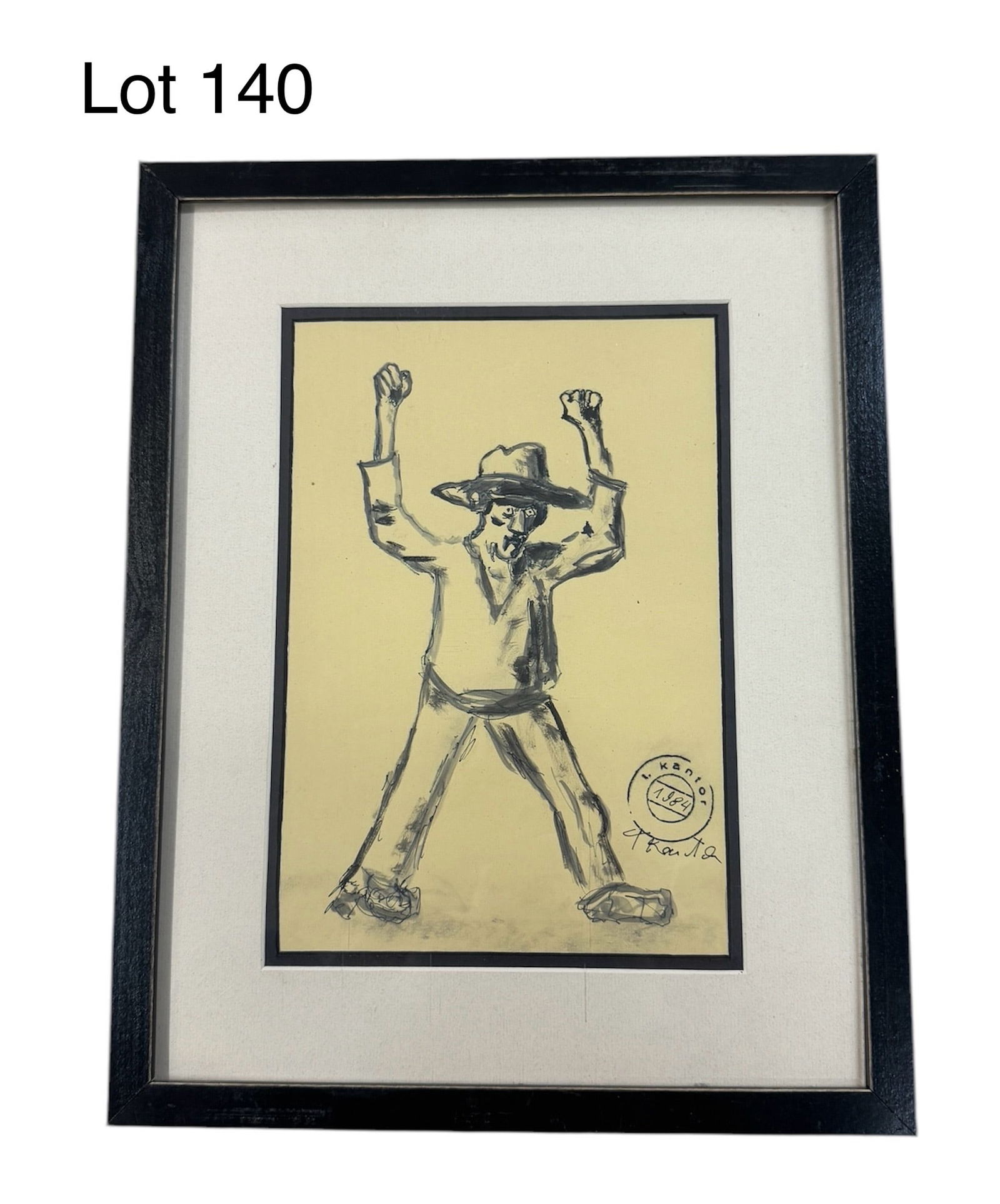 Tadeusz Kantor, Mixed Media, titled "Angry Man": Tadeusz Kantor (1915 - 1990), Polish artist. Mixed media, signed and dated 1984. titled "Angry Man". Site 7 3/4" x 11".