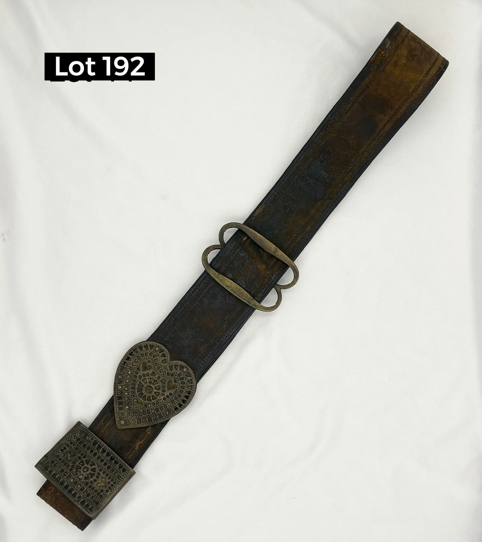 Civil War Era Leather Belt w/ Heart Shaped Tip (1 of 9)