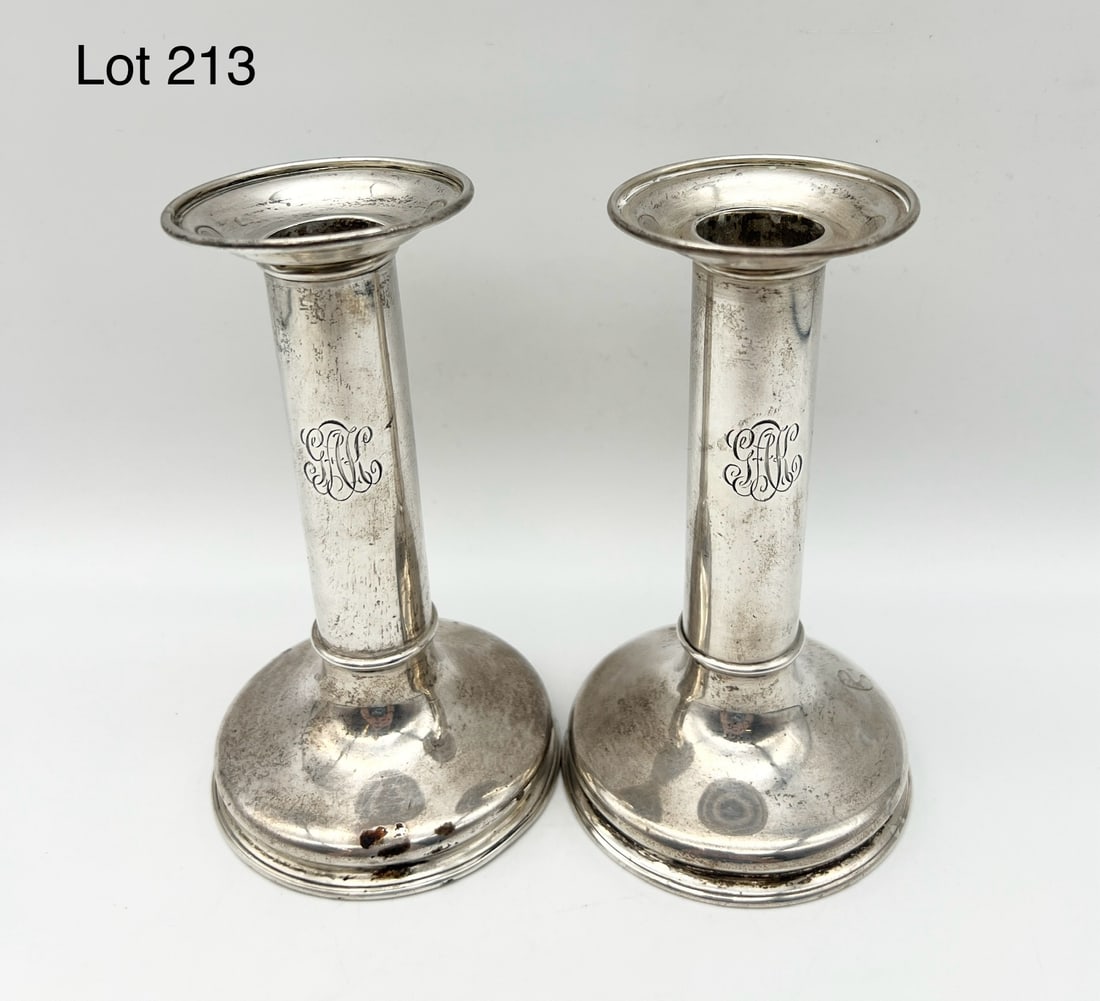 Pair of 19th Century Tiffany Sterling Silver Candlesticks (1 of 5)