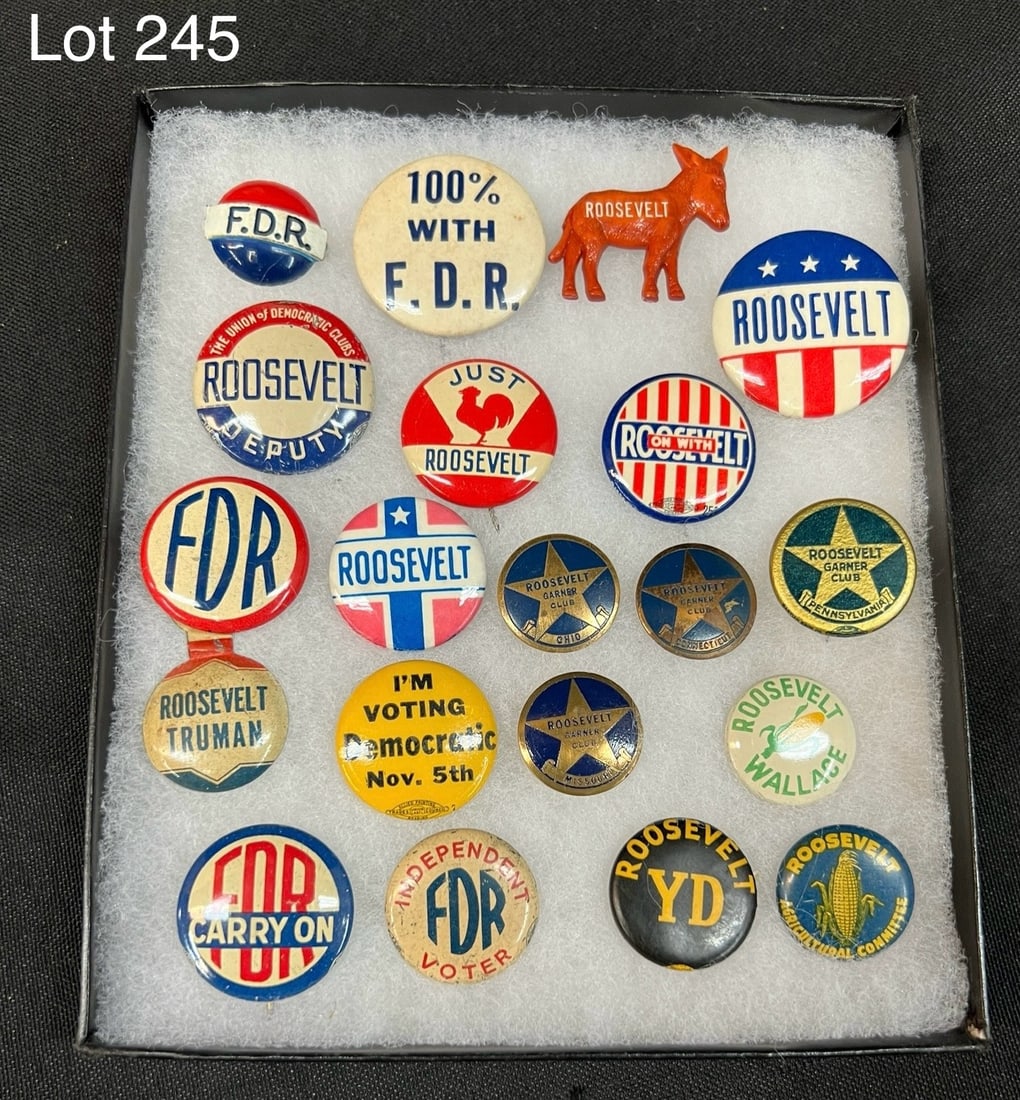 Lot of 20 FDR Campaign Pins (1 of 6)