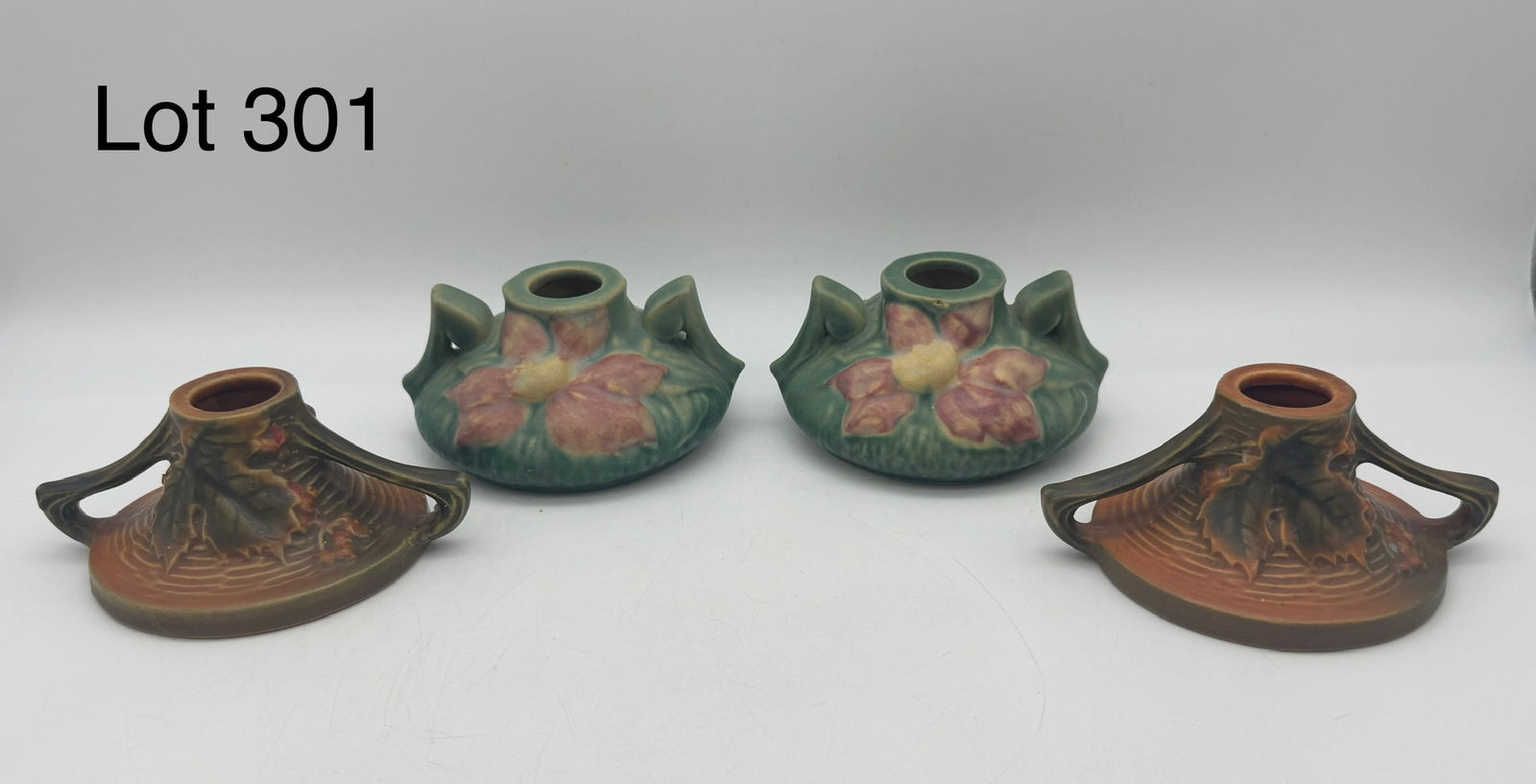 Lot of Vintage Roseville Candle Holders (1 of 14)