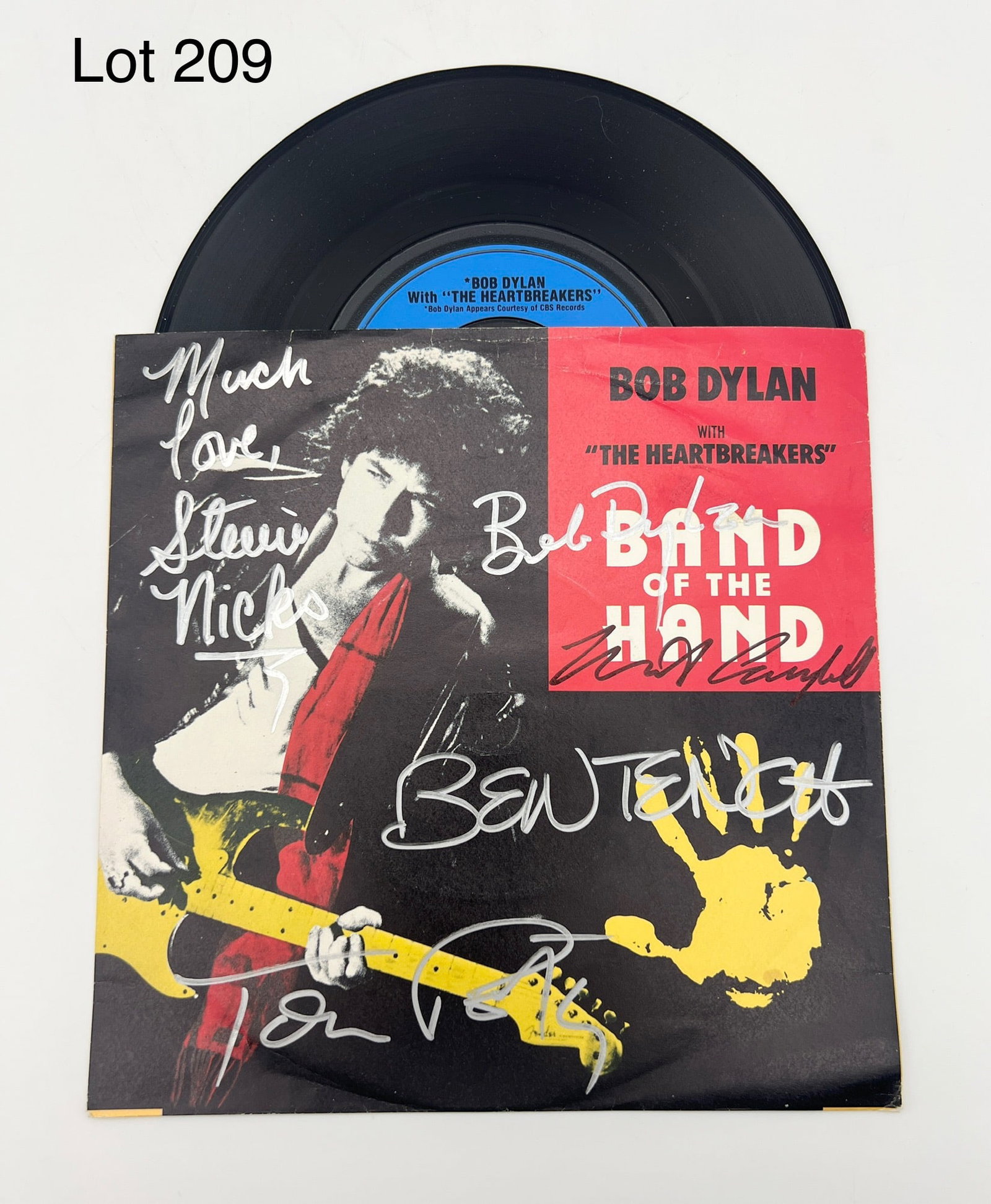 Signed Bob Dylan W/ The Heartbreakers 'Band of the Hand' Vinyl Single (1 of 9)