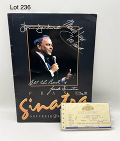 Signed Frank Sinatra Souvenir Brochure W/ Concert Ticket