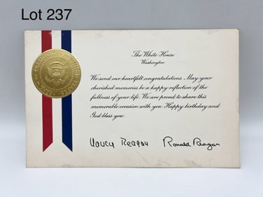 Signed Ronald and Nancy Reagan Card