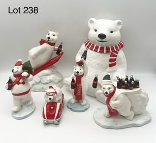 Lot of 1990s Ceramic Coca-Cola Bears