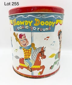 1950s "Howdy Doody Cookie-Go-Round" Krispy Kan Tin