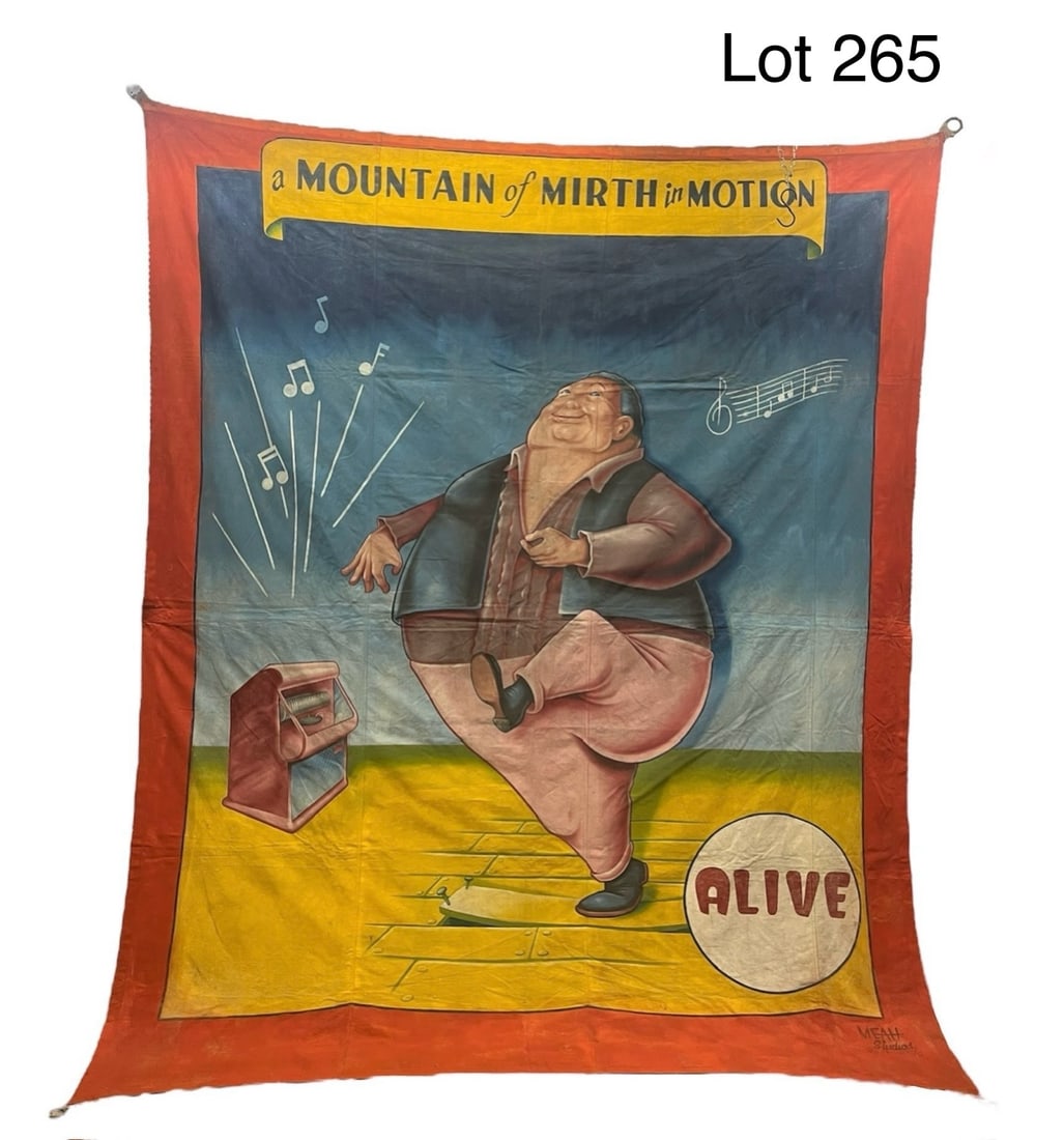 Johnny Meah 'A Mountain of Mirth in Motion' Circus Sideshow Banner (1 of 10)