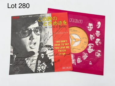 Signed Elvis Presley 7" Vinyl Single for 'You Don't Have To Say You Love Me' and 'Patch It Up'