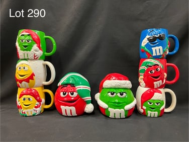 Collection of M&M Christmas Ceramic Collectibles