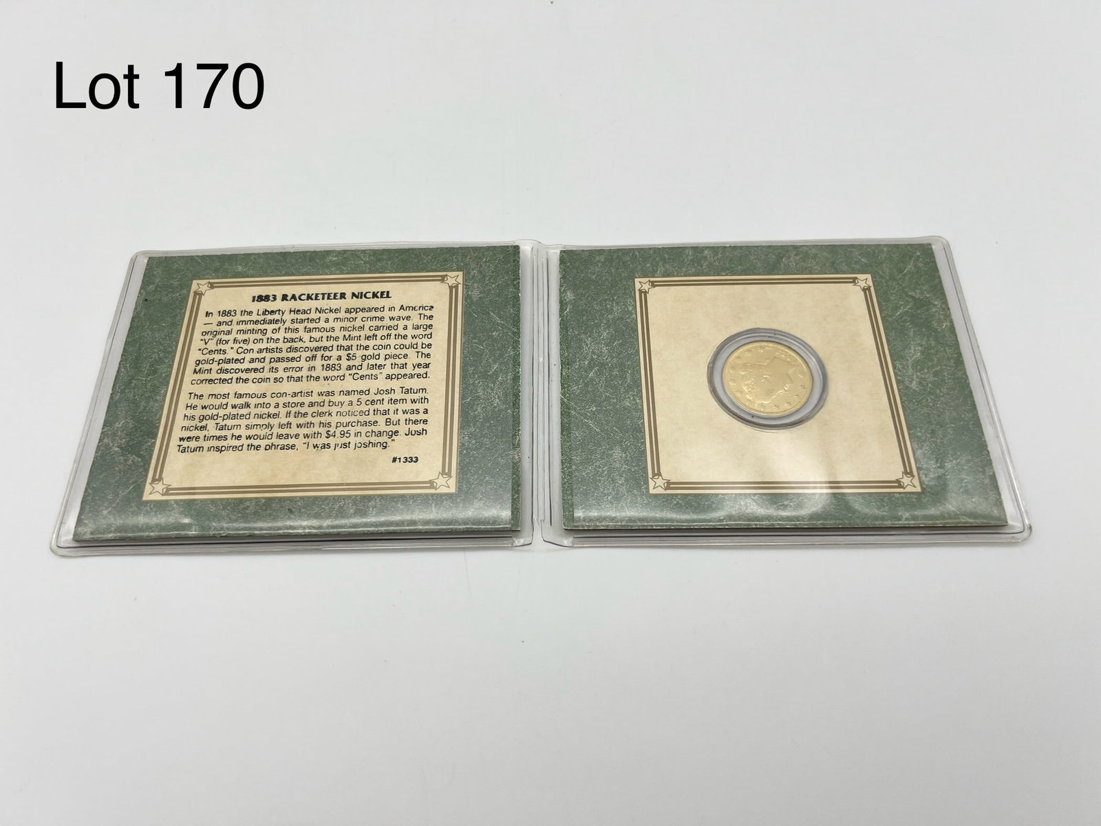 1883 Racketeer Nickel: 1883 Racketeer nickel in sleeve