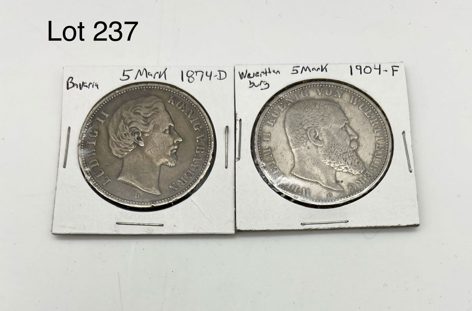 A Lot of 2 Funf (5) Marks German States / Prussia Silver Coins (1 of 5)