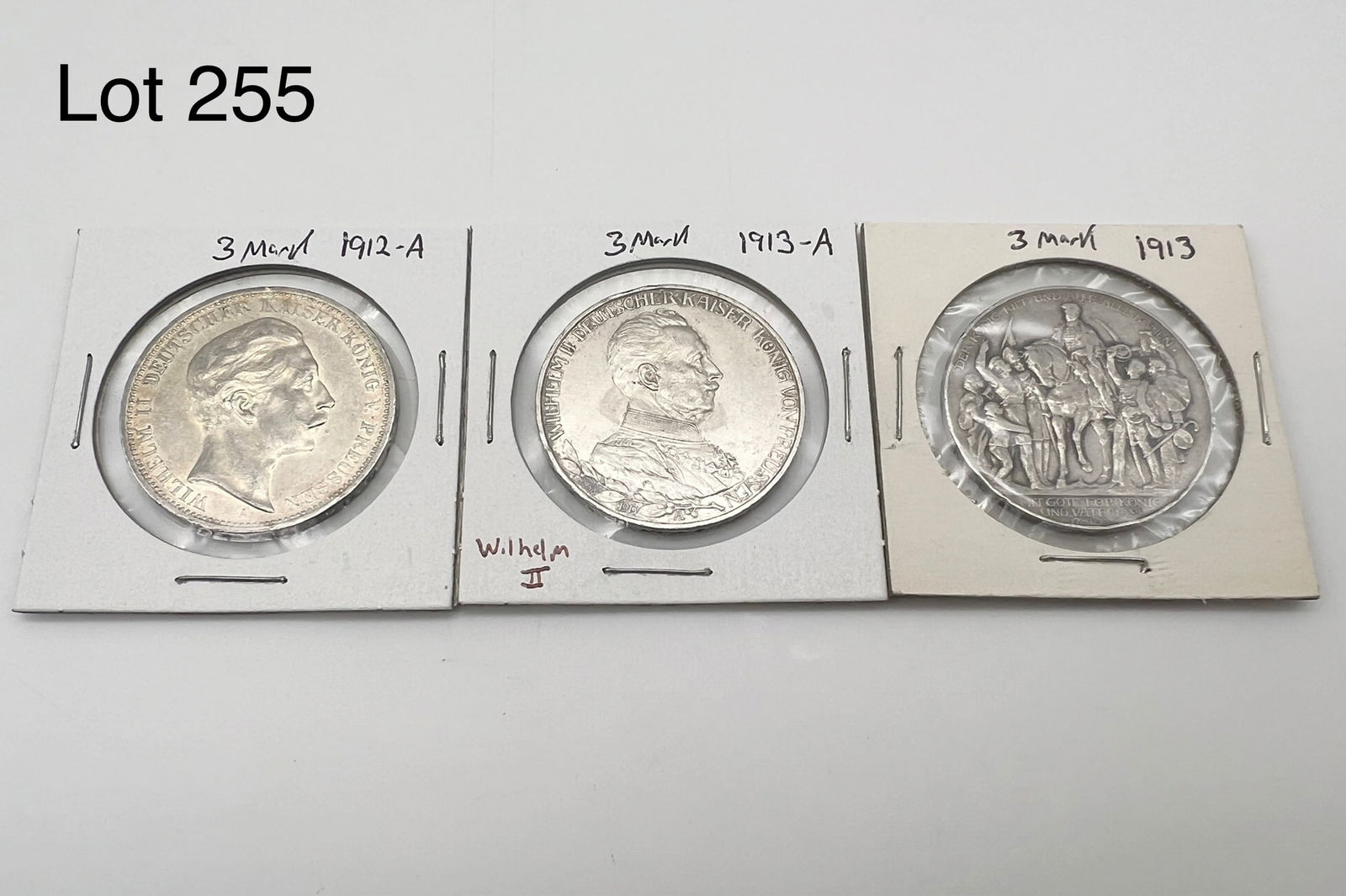 Three Prussia 3 Mark Silver Coins (1 of 4)