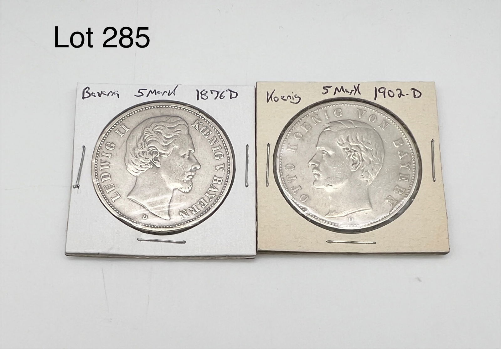 A Lot of 2 Funf (5) Marks German States / Prussia Silver Coins (1 of 5)