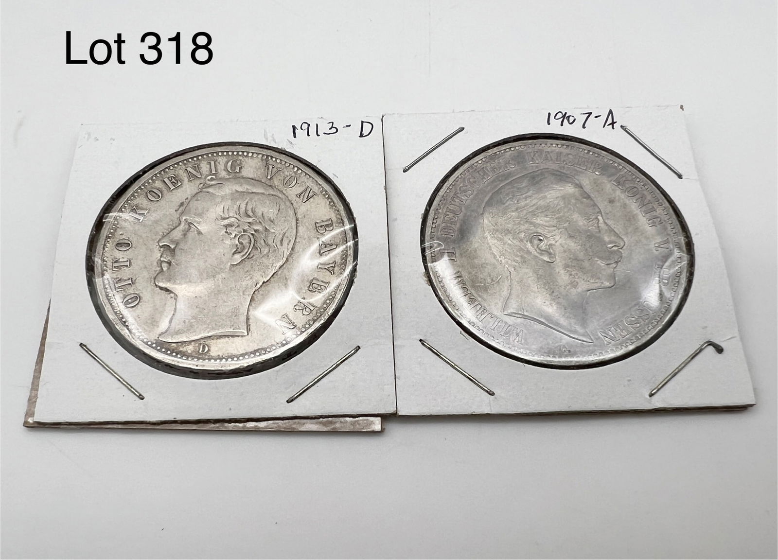 A Lot of 2 Funf (5) Marks German States / Prussia Silver Coins (1 of 5)