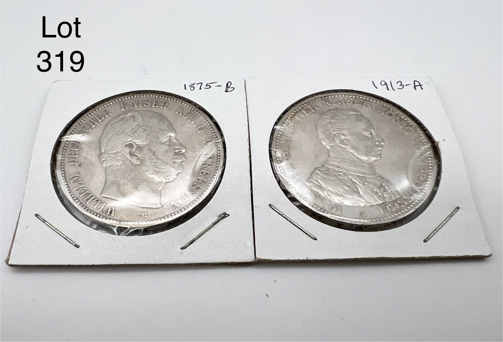 A Lot of 2 Funf (5) Marks German States / Prussia Silver Coins (1 of 5)