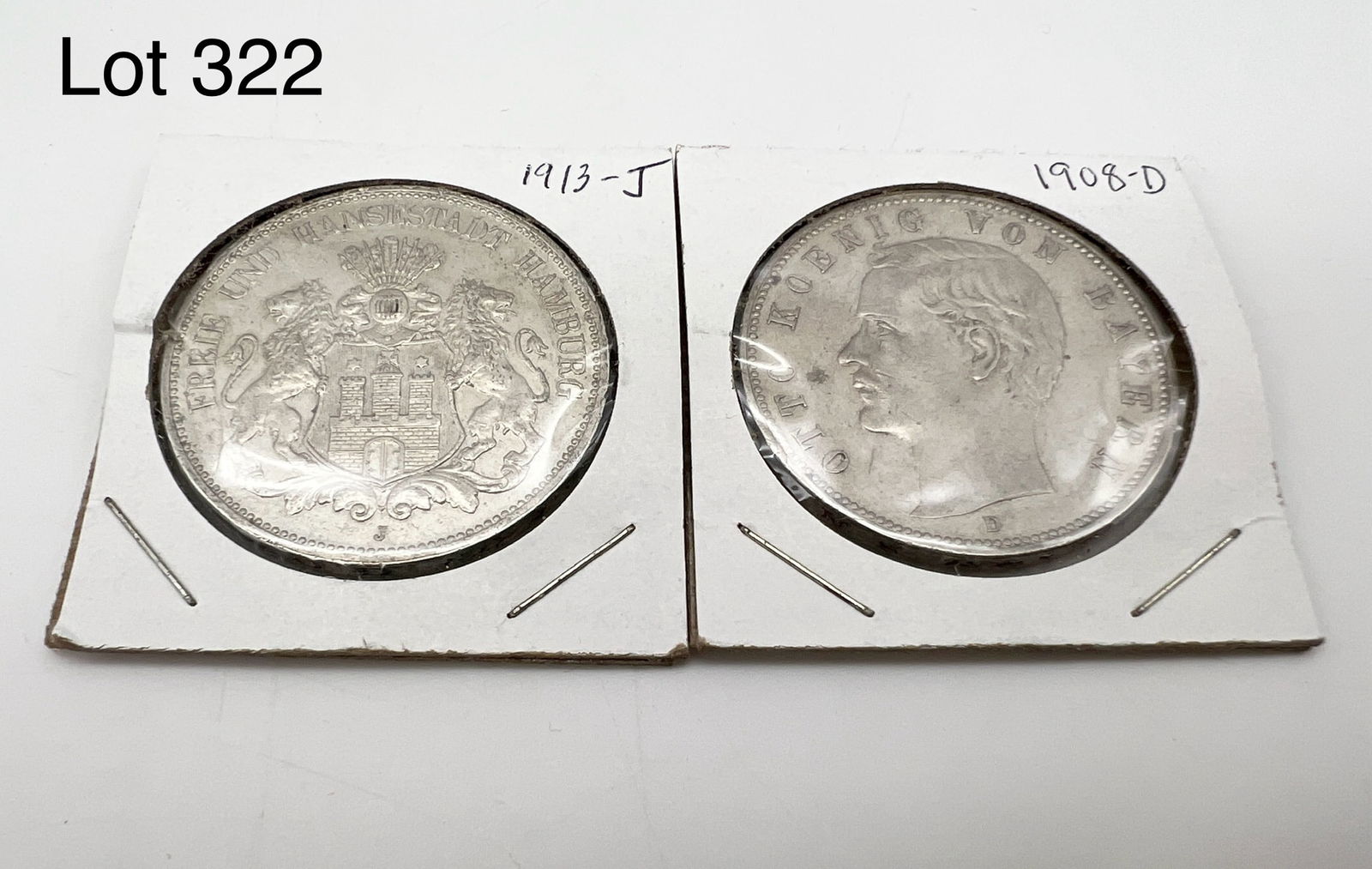 A Lot of 2 Funf (5) Marks German States / Prussia Silver Coins (1 of 5)