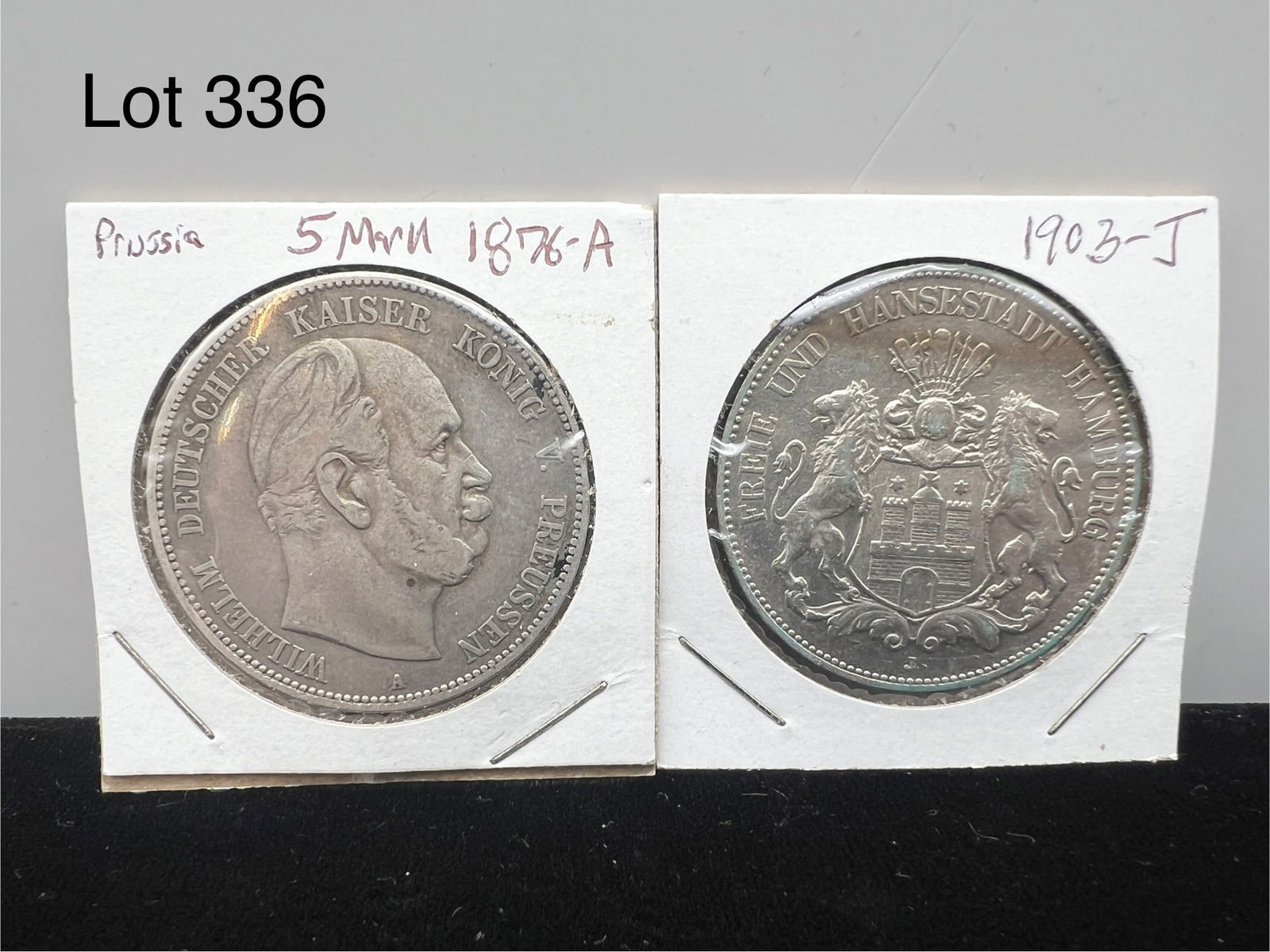 A Lot of 2 Funf (5) Marks German States / Prussia Silver Coins (1 of 5)
