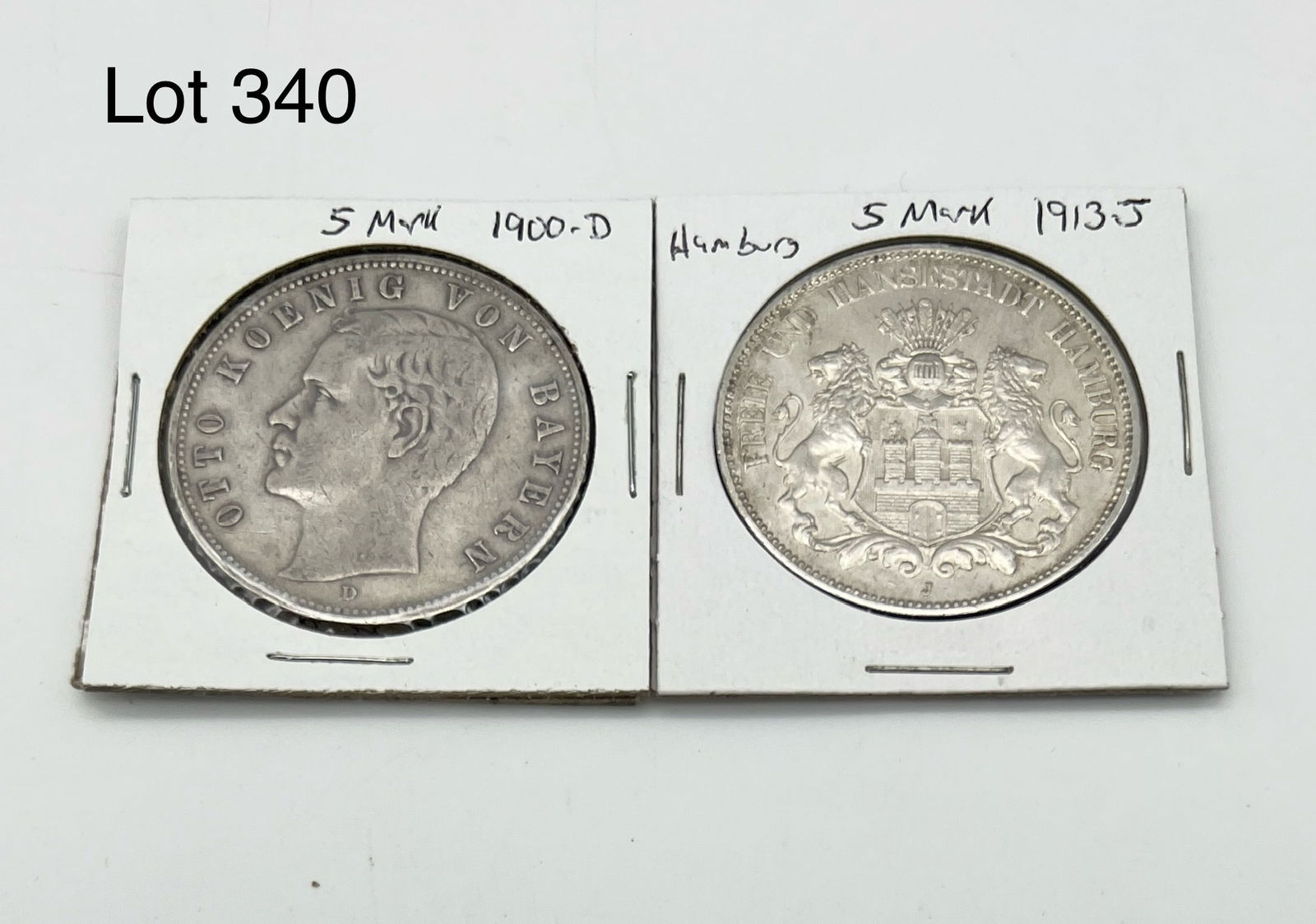 A Lot of 2 Funf (5) Marks German States / Prussia Silver Coins (1 of 5)