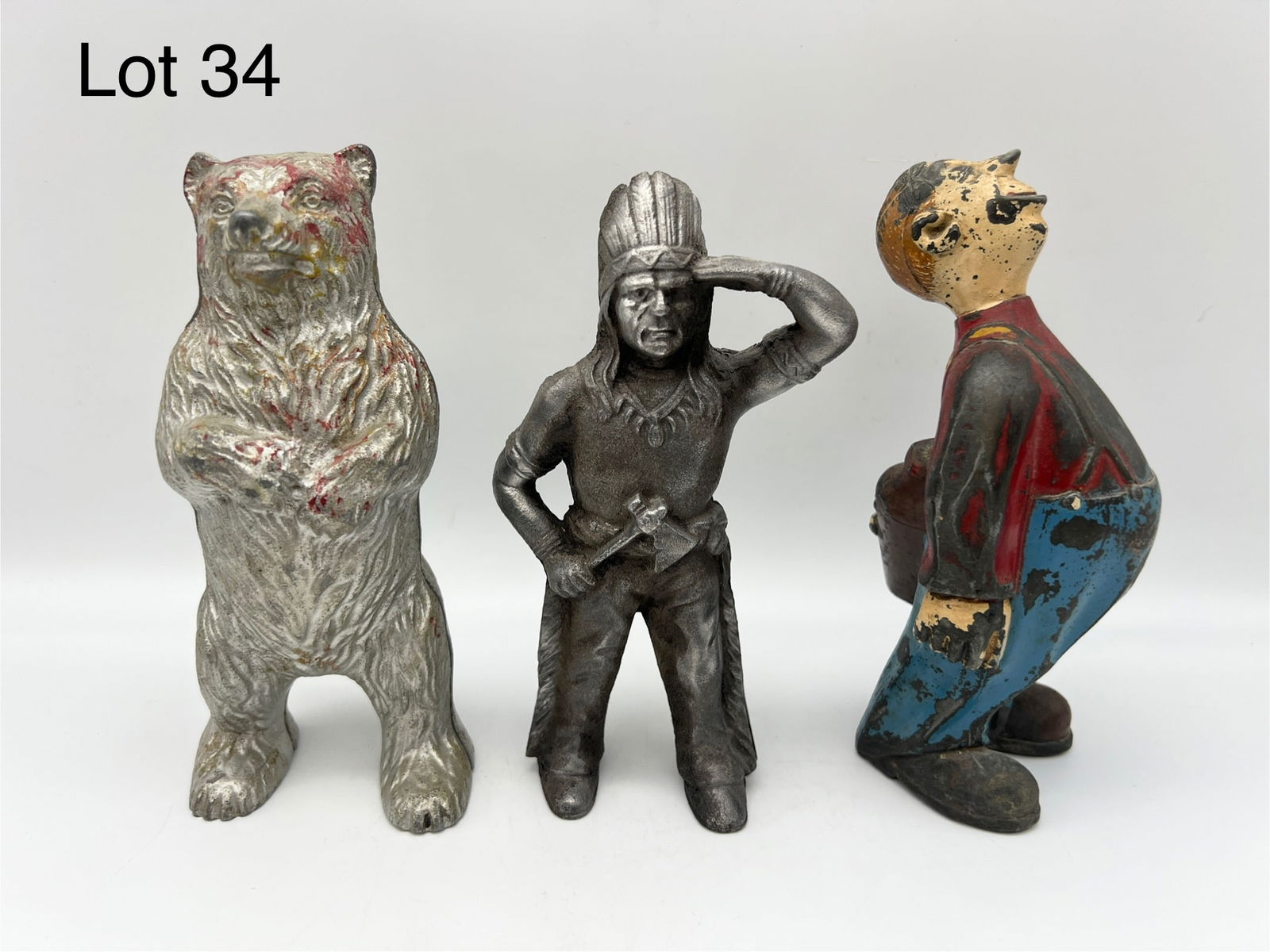 Trio of Cast Metal Figures Including Banks (1 of 9)