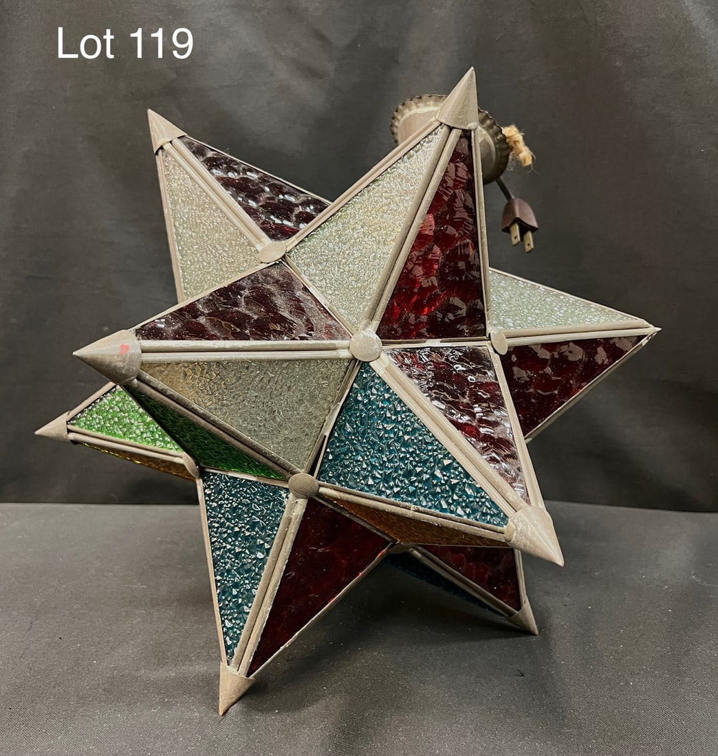 Vintage Stained Glass Moravian Star Pendant Light (1 of 6)