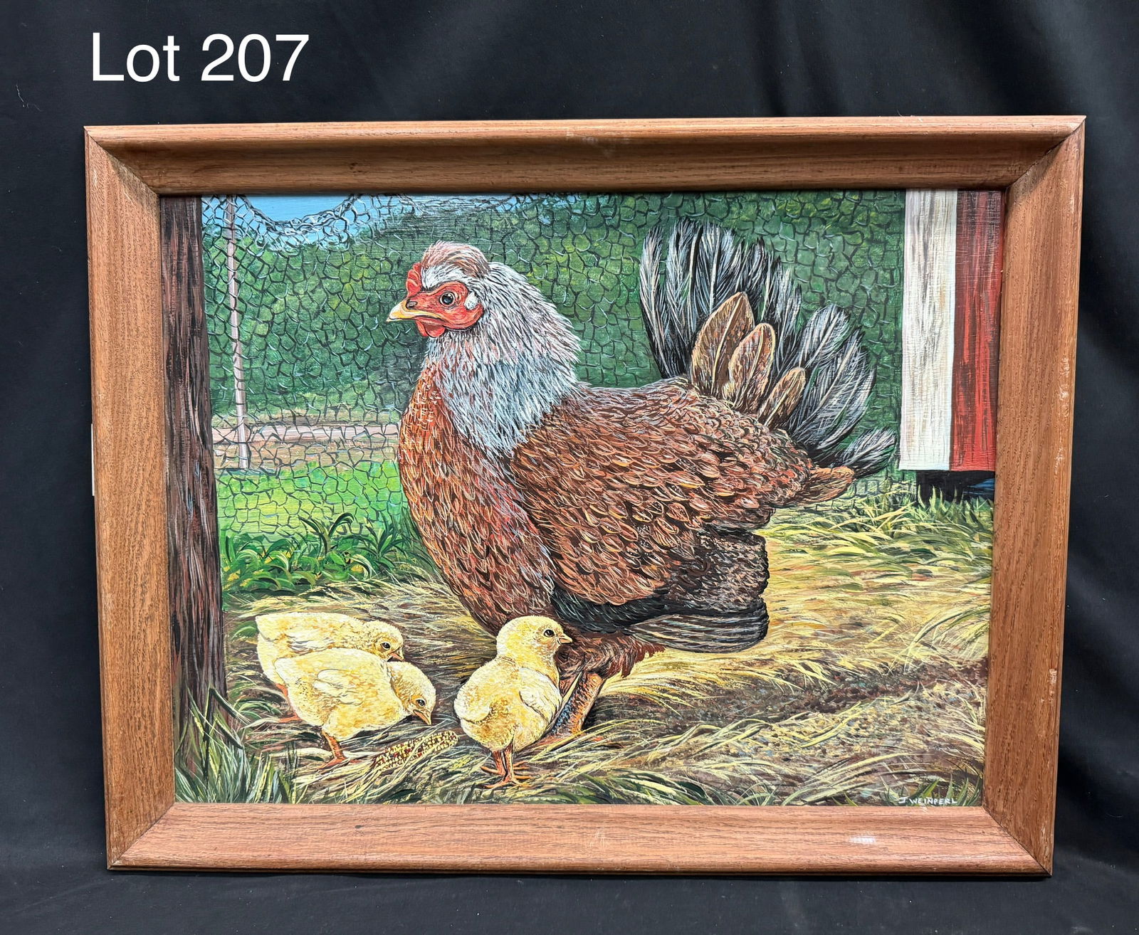 Acrylic on Board 'Mother Hen With Chicks' by Jack Weinperl (1 of 7)