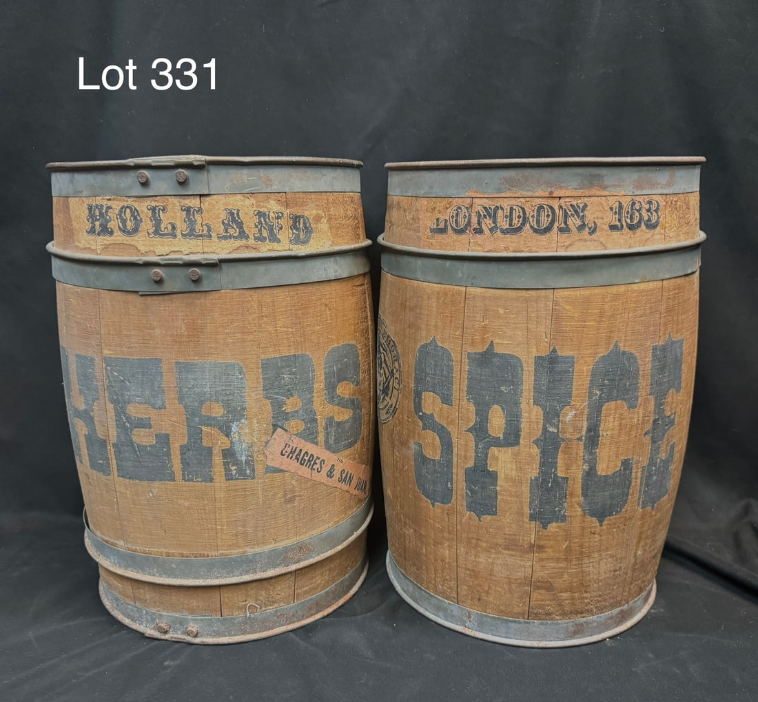 Pair of Vintage Reproduction Herb & Spice Barrels (1 of 8)