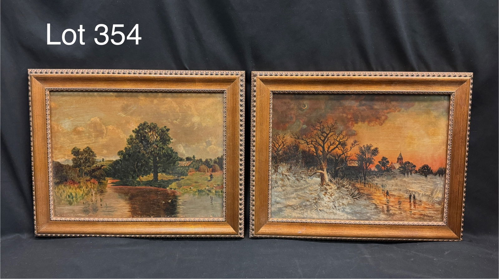 Pair of Antique Oil on Canvas River Scenes (1 of 13)