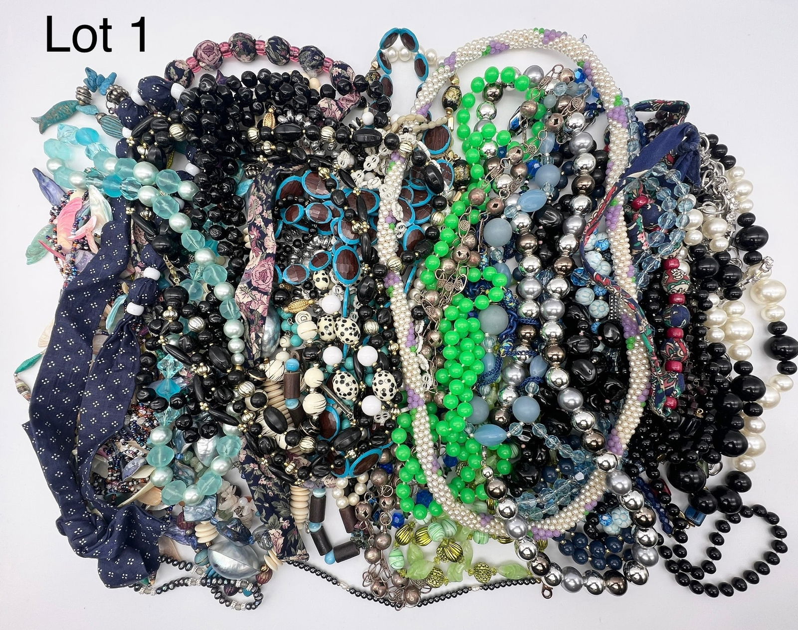 Large Lot of Vintage Beaded Necklaces In Various Mediums
