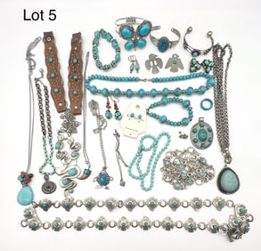 Lot of Faux Turquoise Costume Jewelry