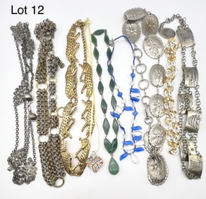 Collection of Vintage Statement Belts and Necklaces In Gold and Silver Tones