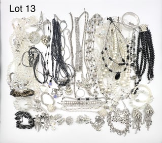Selection of Vintage Costume Jewelry Including Crystal Rhinestone