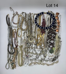 Lot of Vintage Necklaces in Various Mediums Inc Glass, Metal, Enamel, and Hardstone