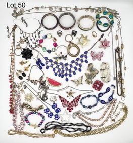 Mixed Selection of Costume Jewelry Including Brooches, Necklaces and More