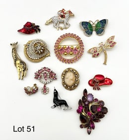 Colorful Lot of Vintage Brooches Inc Hattie Carnegie