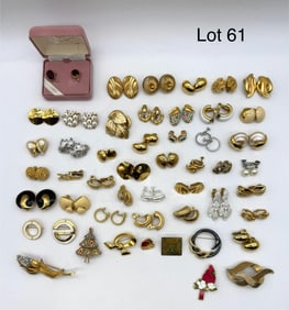 Signed Costume Jewelry Clip-On Earrings & Brooches