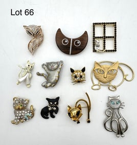 Meow! Assorted Cat Brooches & Feline Findings