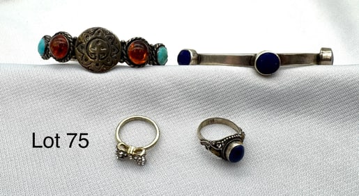 Mexican Sterling Cuff With Lapis Stones and More