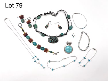 Collection of Sterling Silver Jewelry Featuring Turquoise