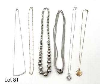 Six Sterling Necklaces Inc Graduated Sterling Beads