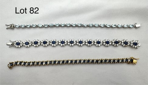 Three Colorful Sterling Gemstone Bracelets
